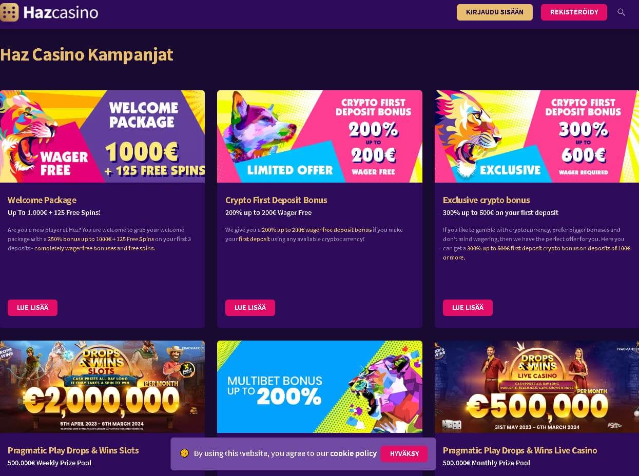haz casino bonukset ja tarjoukset