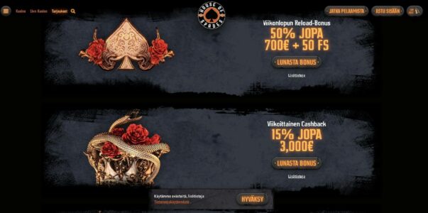 house of spades bonukset ja tarjoukset