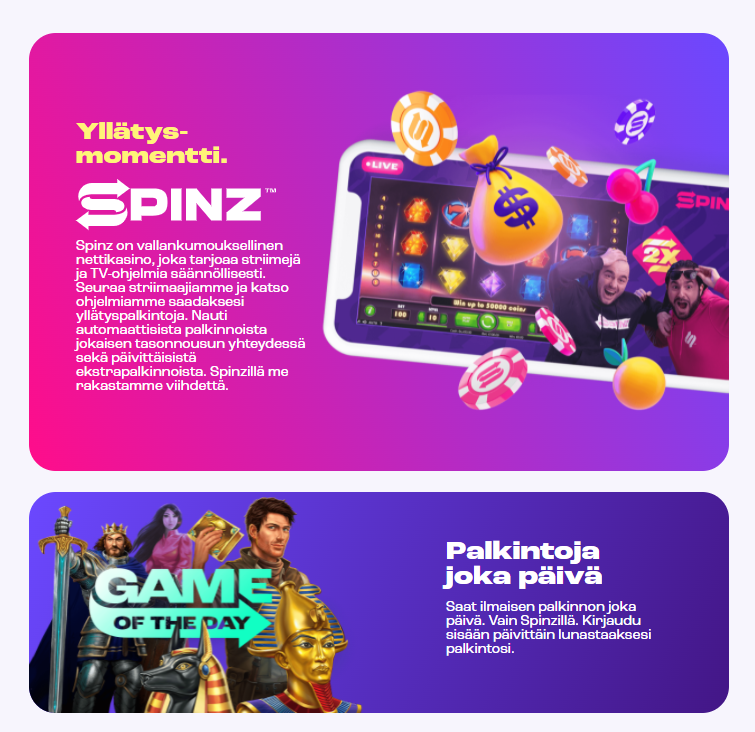 kolikkopelit spinz casino