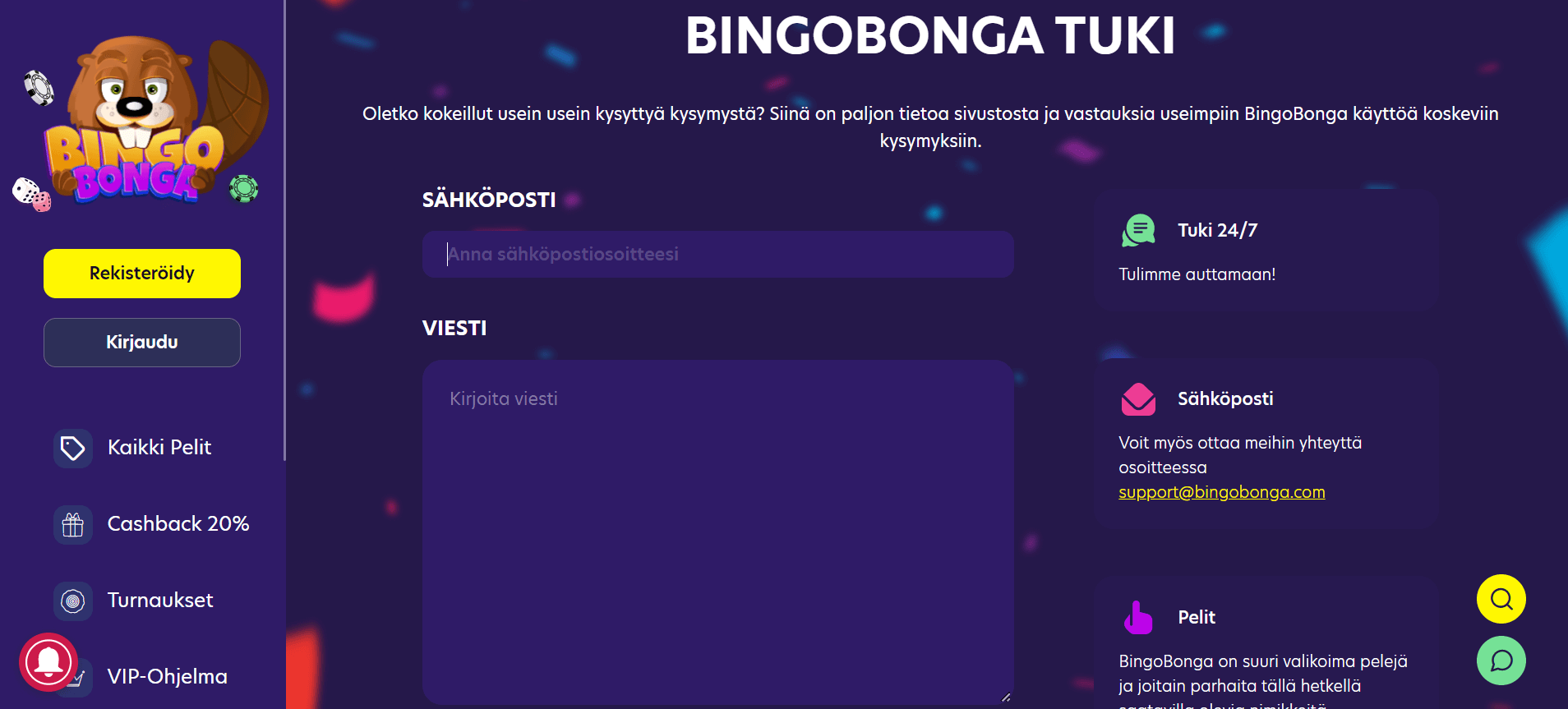 Bingobonga-kasinon tuki 