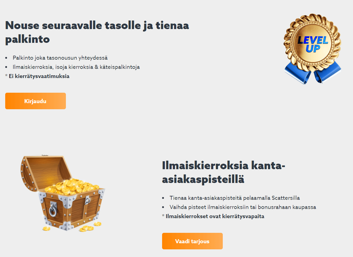 scatters seuraava taso ja palkinnot