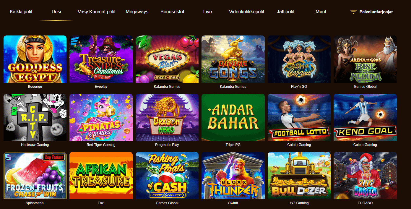 vasy casino top pelit