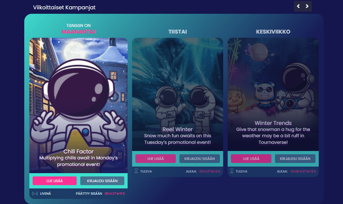 tournaverse viikoittaiset kampanjat
