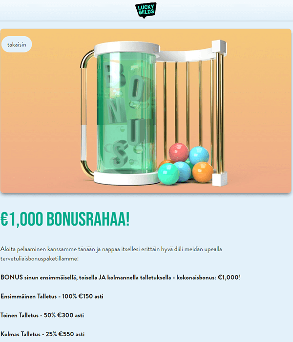 luckywilds bonukset ja tarjoukset