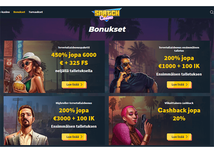 snatch casino bonukset ja tarjoukset