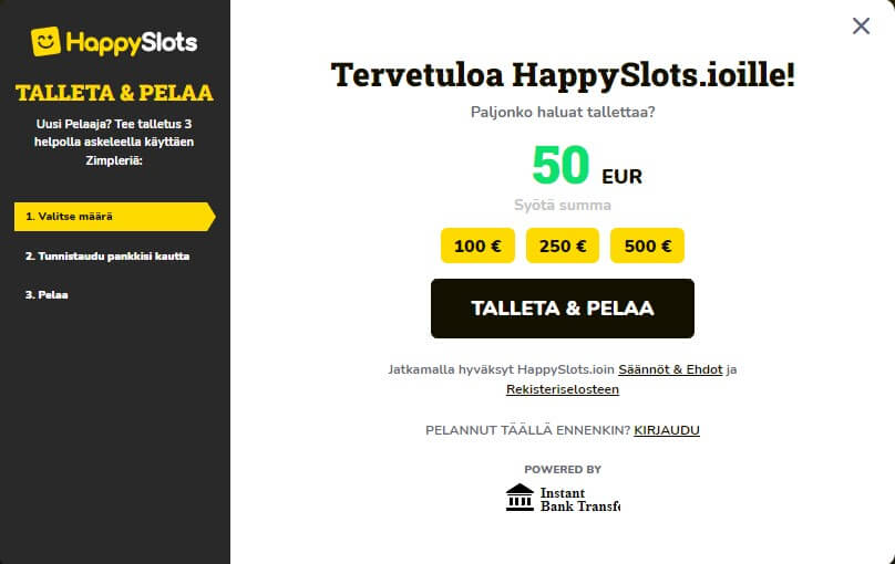 happyslots tallettaa ja pelata