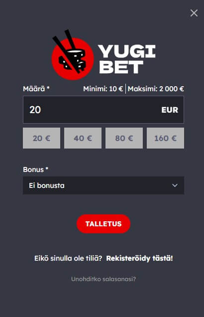 yugibet kasino tallettaa ja pelata