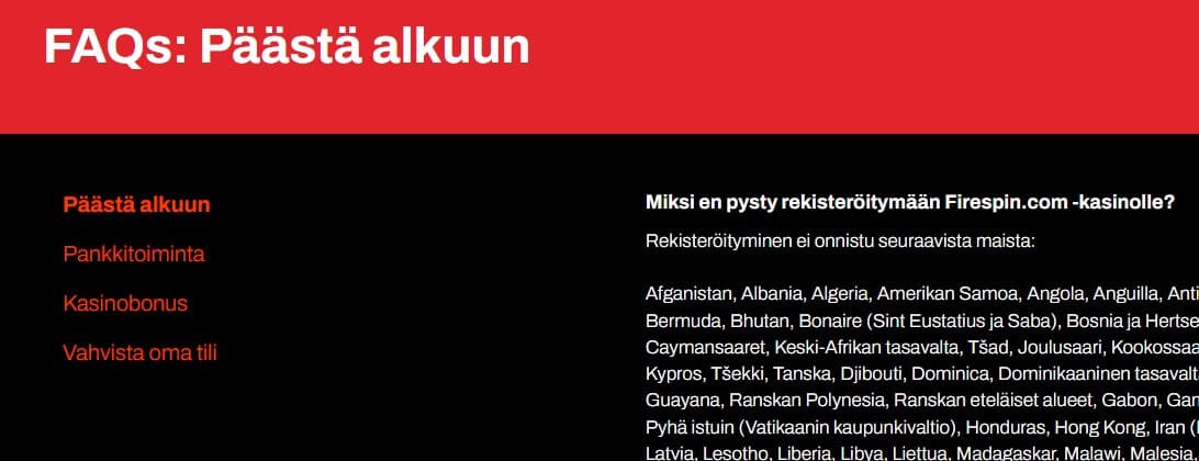 firespin kasino tuki