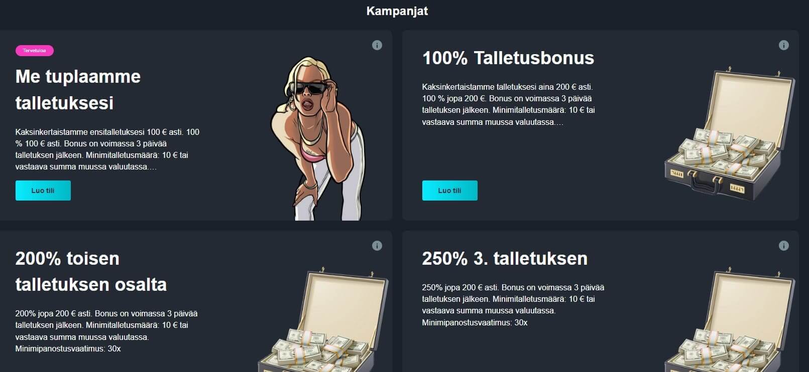 bet1000 kasino bonukset ja tarjoukset