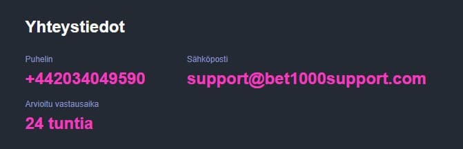 bet1000 kasino tuki