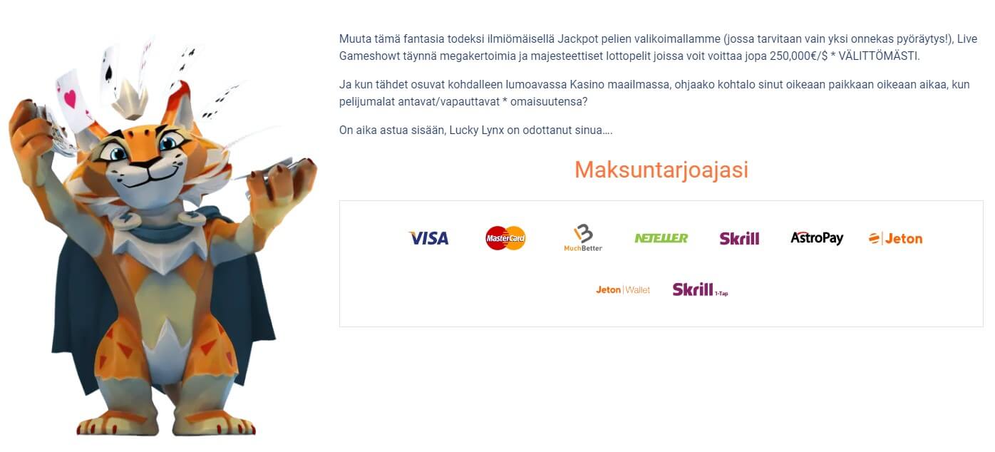 lynxbet kasino maksuntarjoajasi