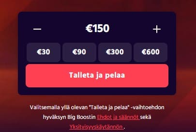 big boost kasino tallettaa ja pelata
