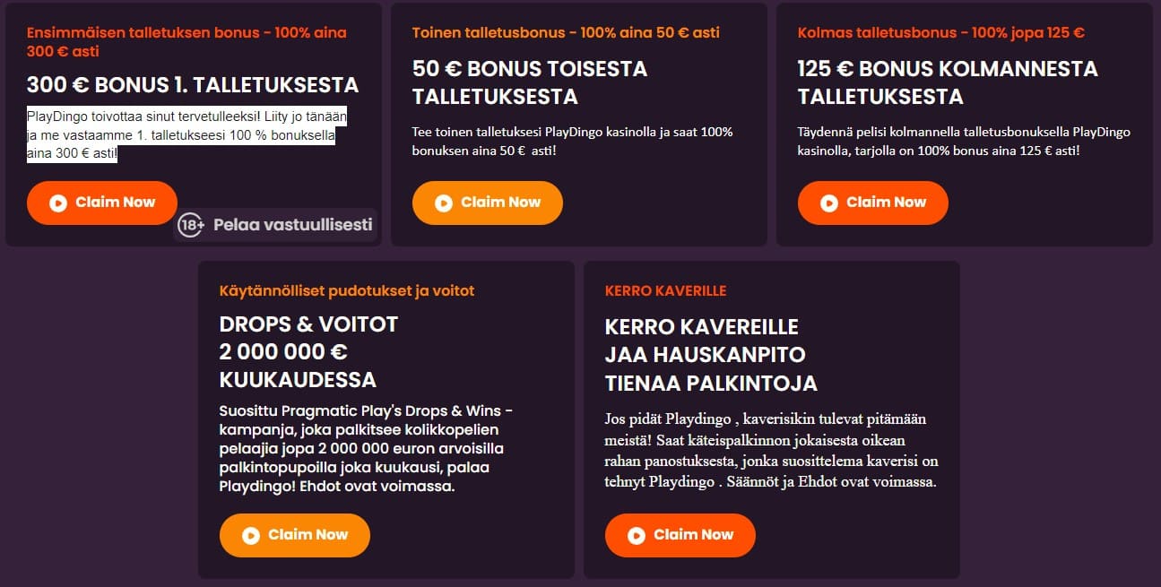 Playdingo kasino bonukset ja tarjoukset