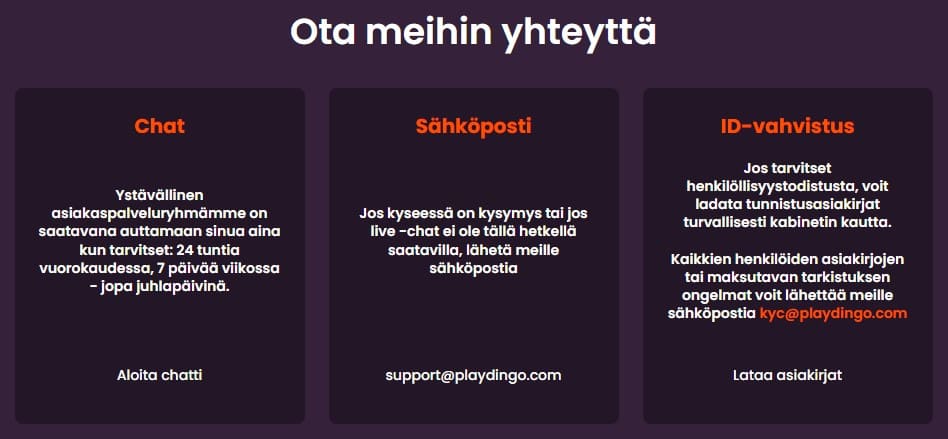 Playdingo kasino tuki