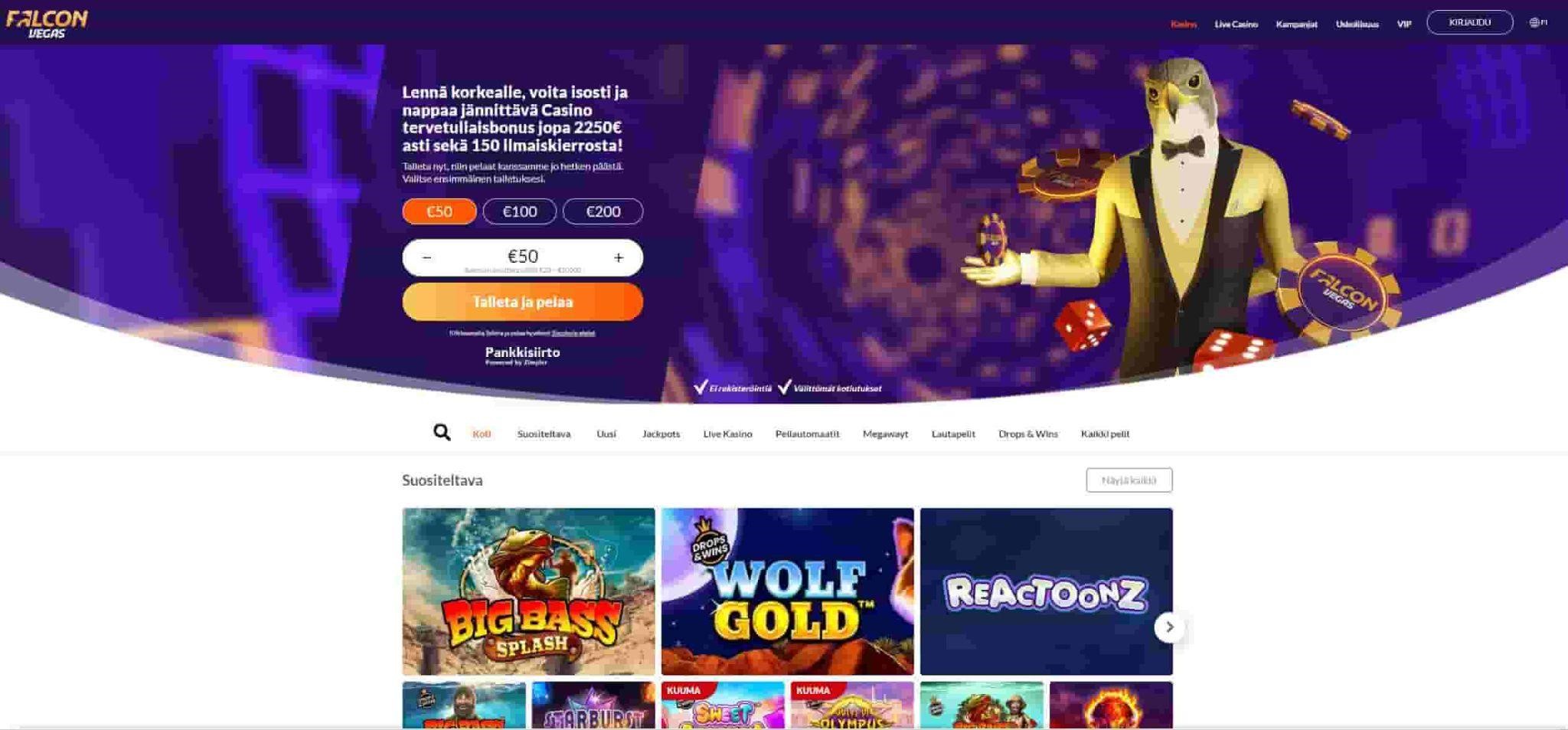 falcon vegas kasino maksaa ja pelata