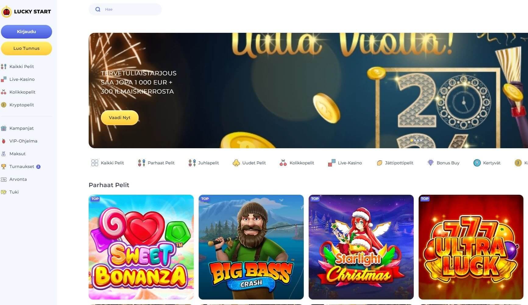 lucky start casino maksaa ja pelata