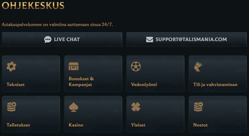 talismania kasino maksut