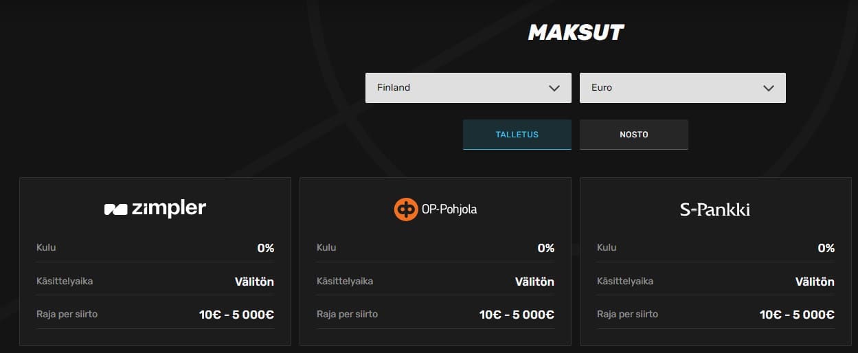 sportuna kasino maksut
