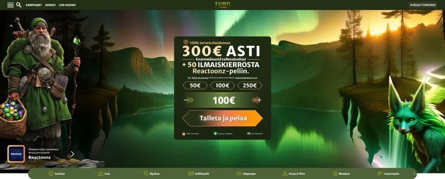 Lumo Casino etusivu kuvakaappaus