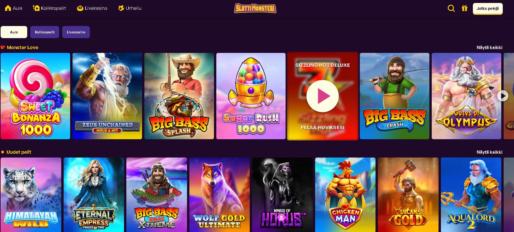 SlottiMonsteri Kasino kolikkopelit