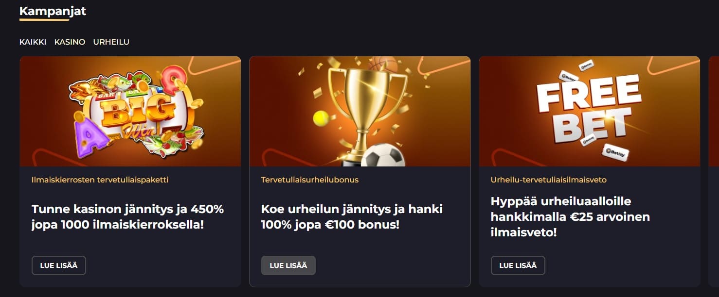 betizy kasino bonukset ja tarjoukset