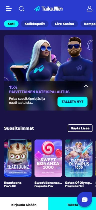 taikawin kasino mobiilissa