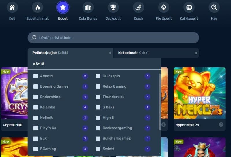 winz.io kasino ulkoasu ja käytettävyys