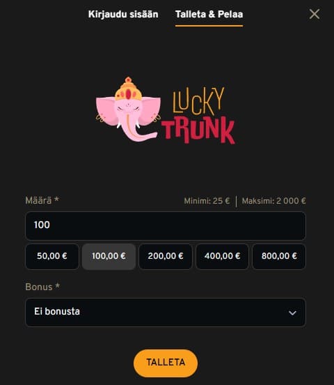 lucky trunk casino Kotiutukset