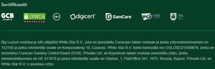 biglucky casino lisenssillä