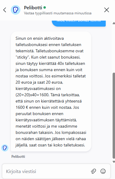 Kuva Pelaanyt-chat-toiminnosta