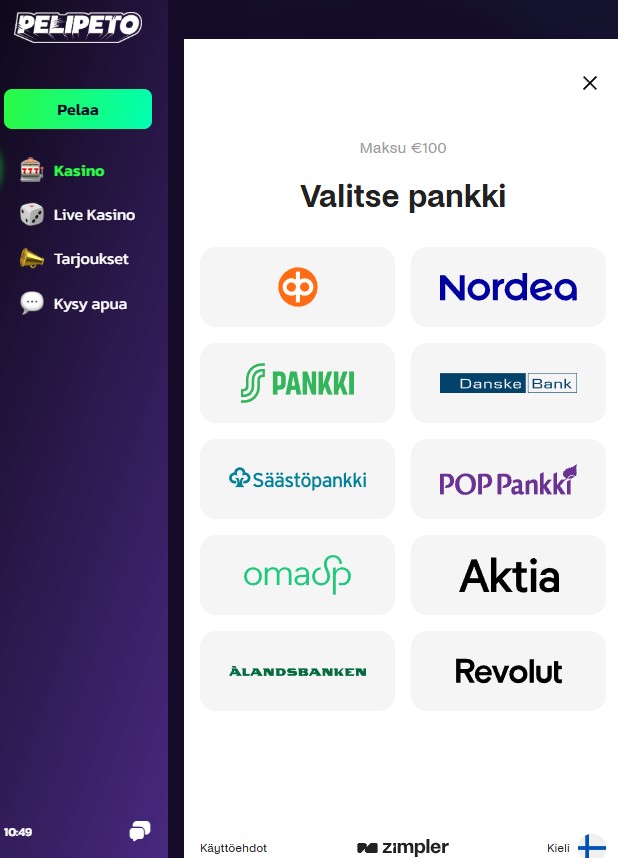 pelipeto kasino Talletukset