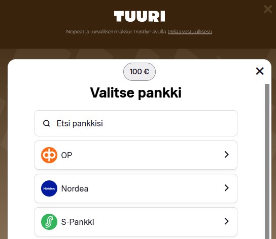 tuuri kasino Talletukset
