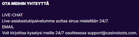 casinoloots asiakaspalvelu