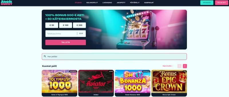 jackburst casino maksaa ja pelata