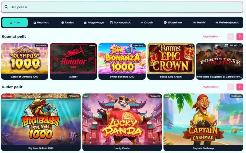 jackburst casino Pelivalikoima