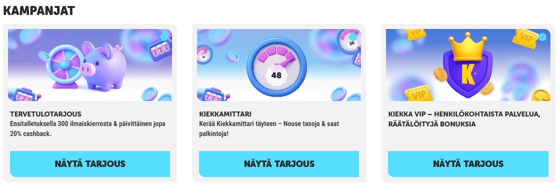 kiekka kasino tervetulobonus ja kampanjat