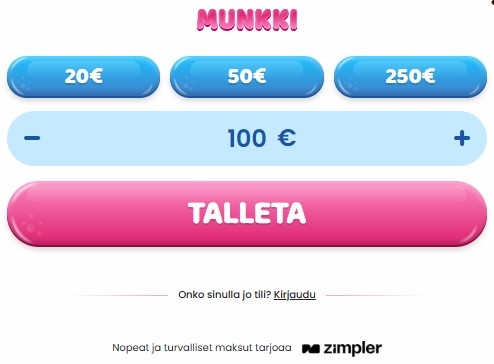 munnki kasino talletukset ja kotiutukset