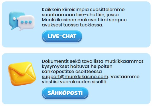 munnki kasino Asiakaspalvelu